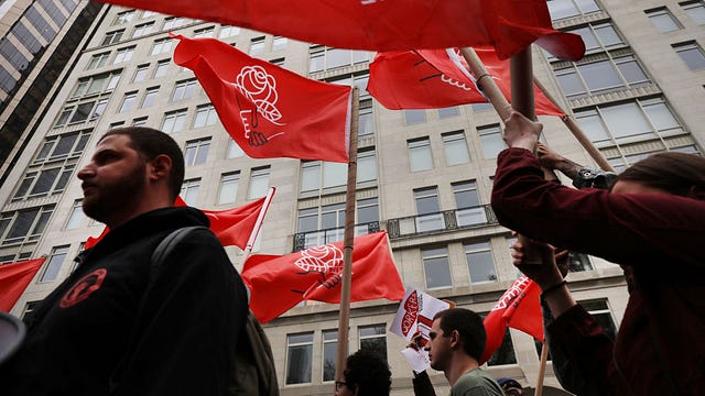 DSA members protest